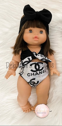 MiniKane Doll Reversible Swimsuit -Silver Chanel