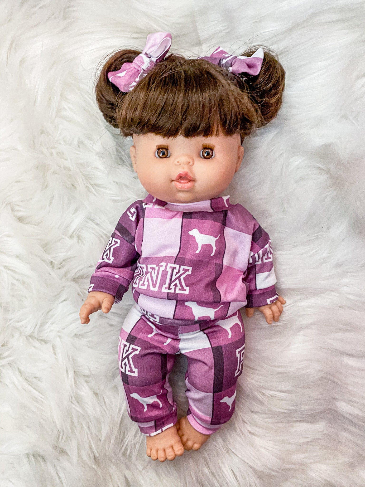 minikane Pink plaid long sleeve lounge set